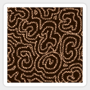 Textured Beige Doodle on Brown Abstract Sticker